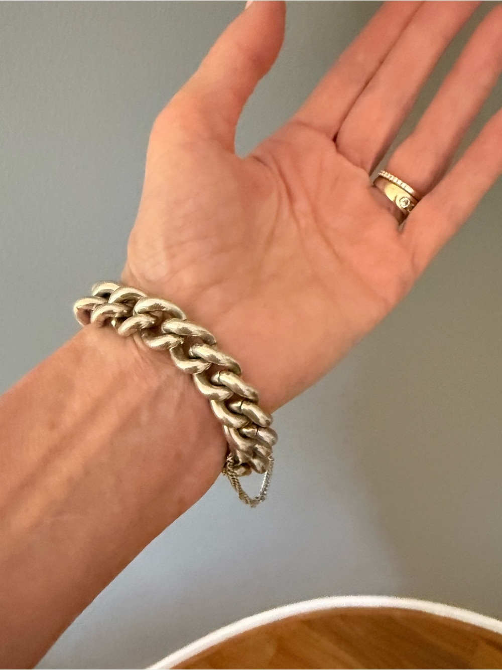 Sterling Silver vintage Polish curb link bracelet weighing 115g from 1980